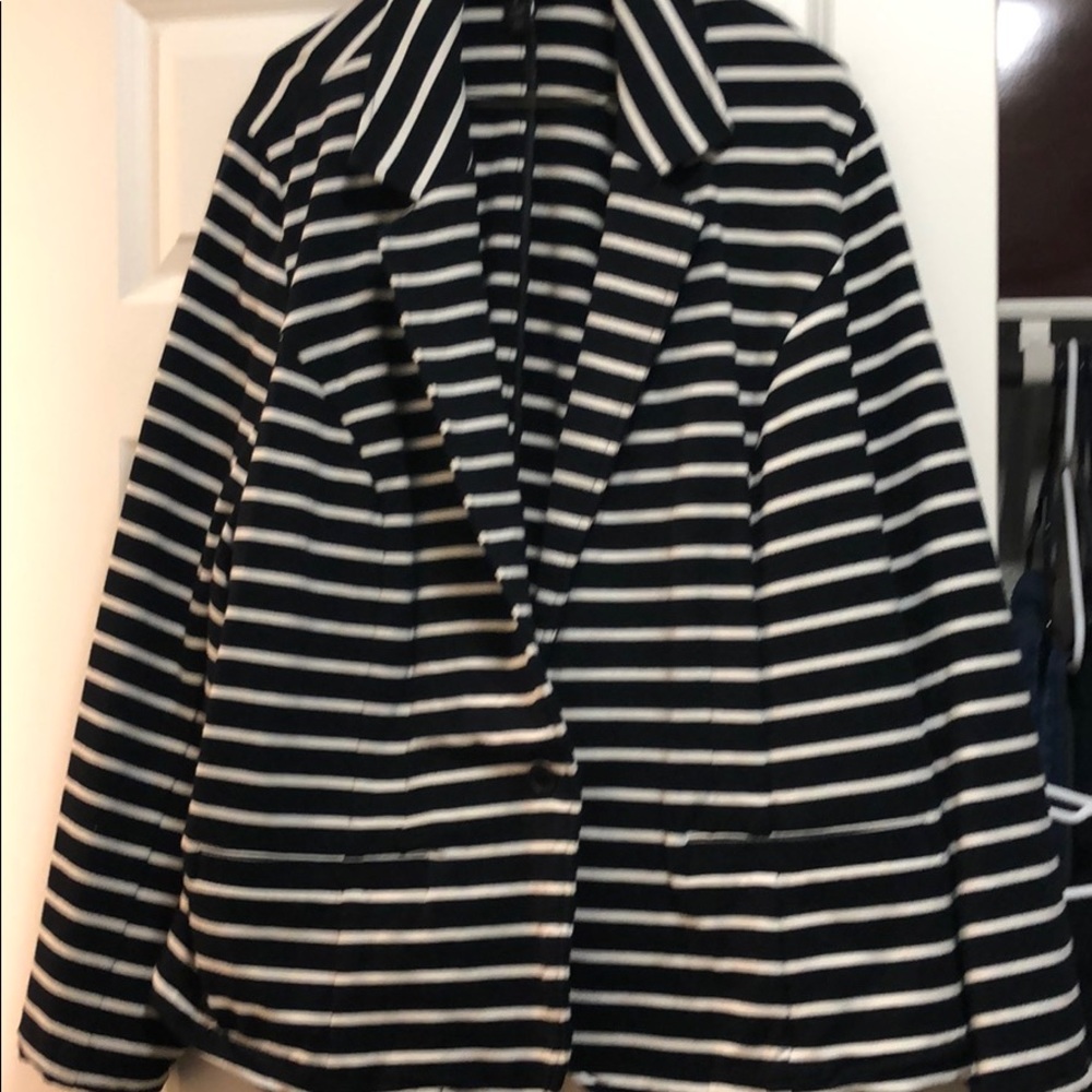 Black and white striped blazer